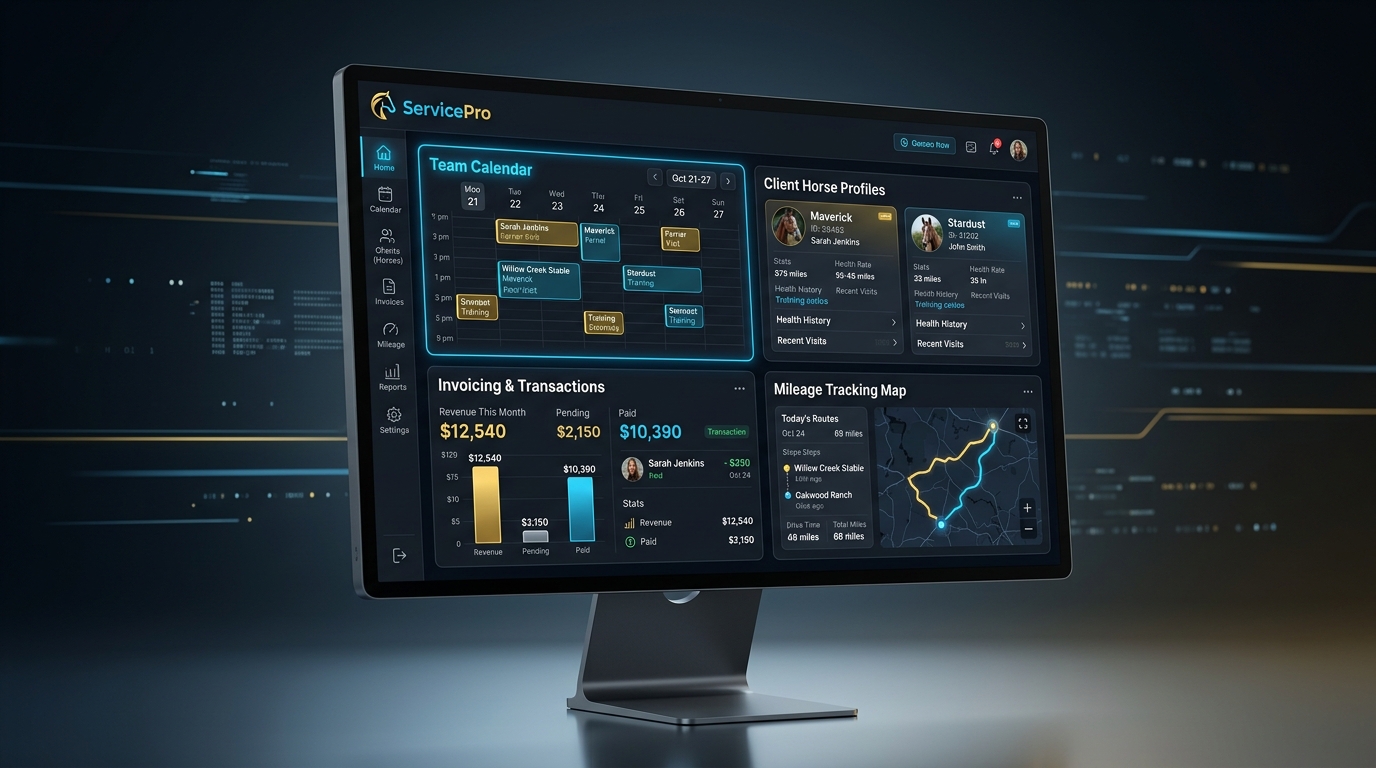 Service Pro Dashboard interface mockup